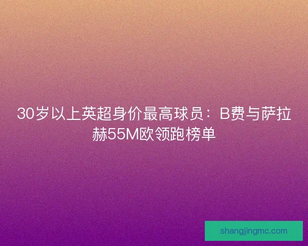 30岁以上英超身价最高球员：B费与萨拉赫55M欧领跑榜单