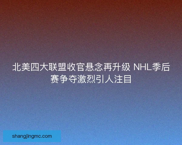 北美四大联盟收官悬念再升级 NHL季后赛争夺激烈引人注目
